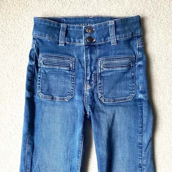Women's Blue Flared Jeans - Picture 2 of 5